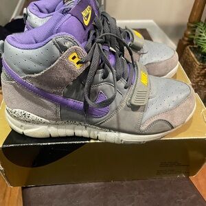 Nike Gray and Purple High-Top Sneakers